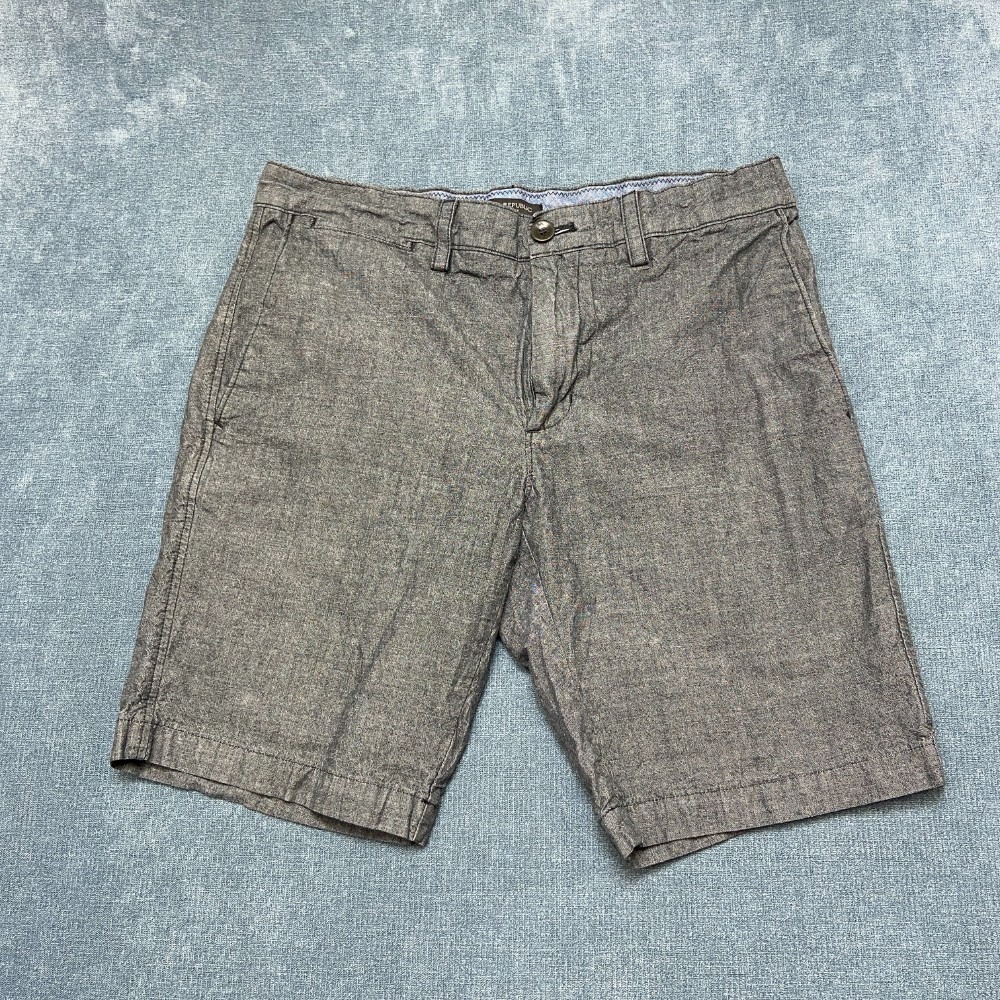 Banana Republic Aiden Short Mens 30 Gray Cotton 9" Inseam Straight Leg Summer